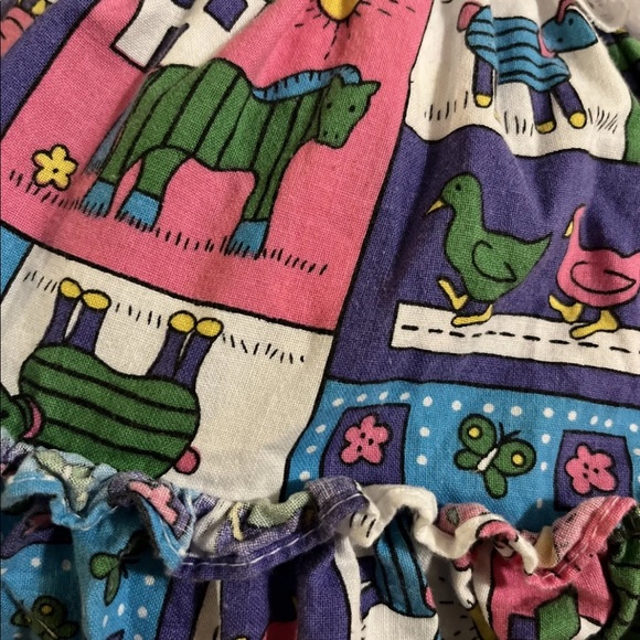 Vintage Martha’s Miniatures Baby Girls Pink Purple Animal Ruffle Dress - Picture 10 of 12